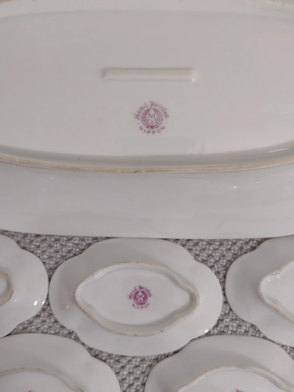 Antique Nippon Gold Porcelain Serving Platter with Matching Dishes